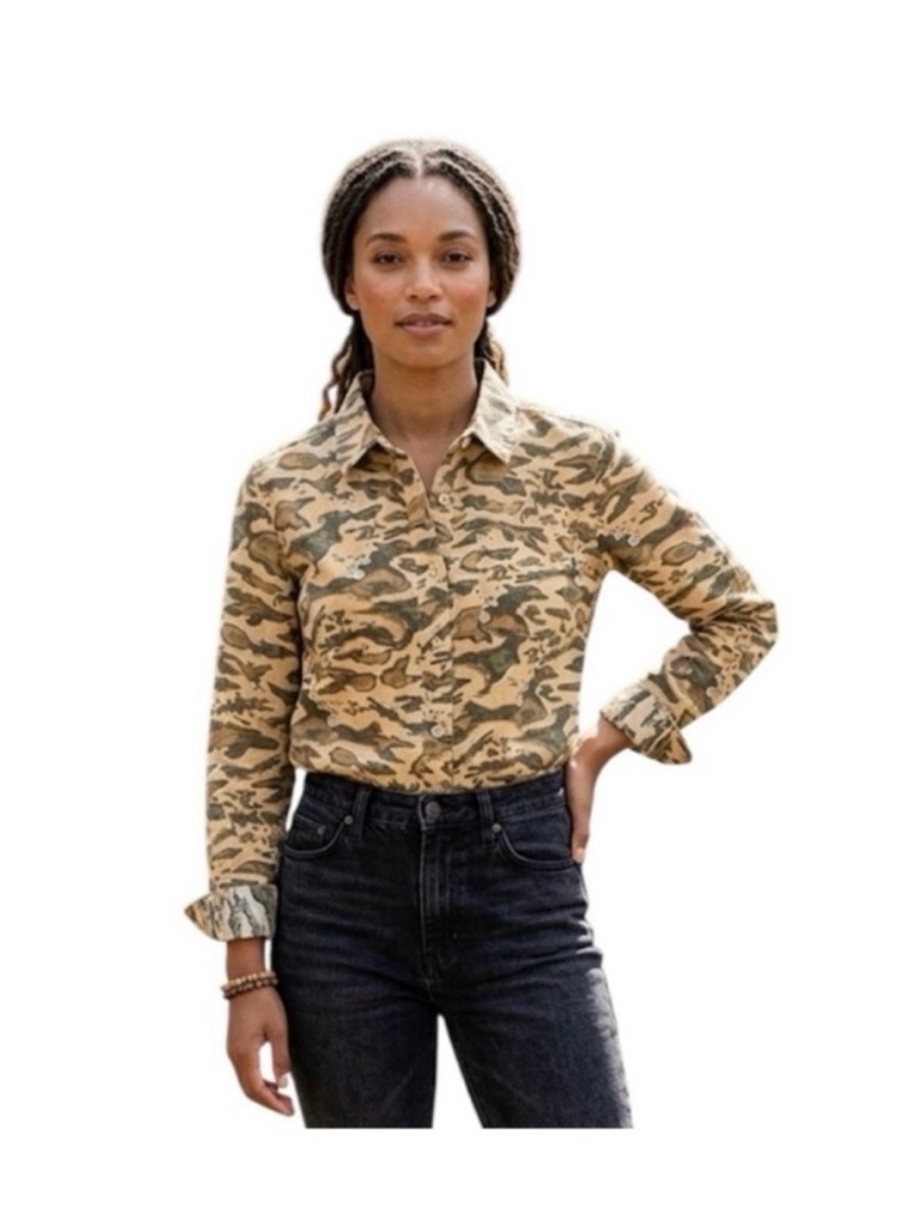United by Blue Women's Camo Button Down Shirt Hemp & Organic Cotton Size: Medium